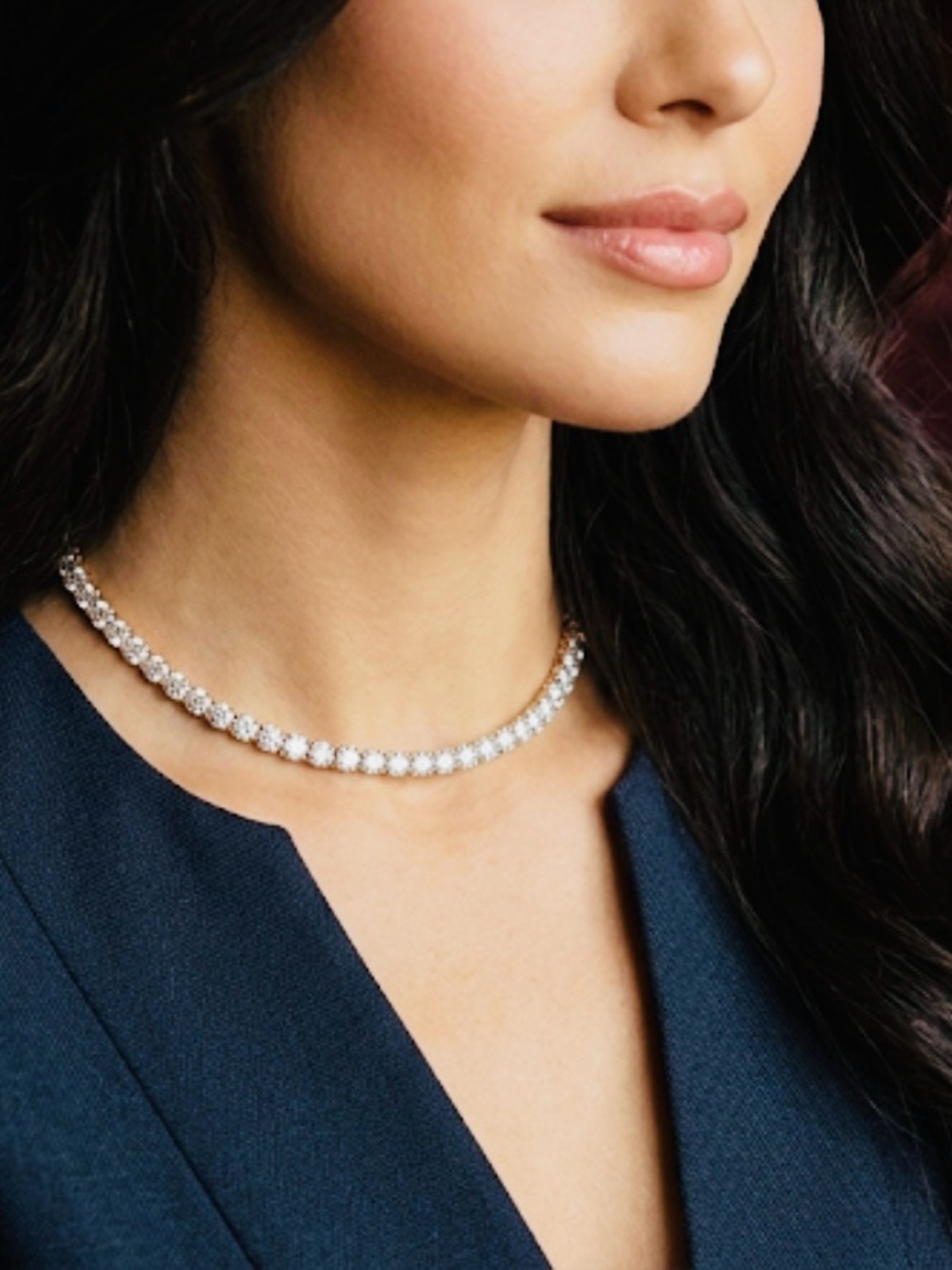 Bling Refined Silver Crystal Choker Necklace